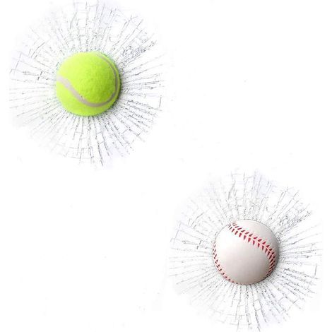 Eosnow 2 Stücke 3D Glas Gebrochene Aufkleber Baseball Gebrochene Aufkleber Lustiges Auto Tennisball Streich Zeug