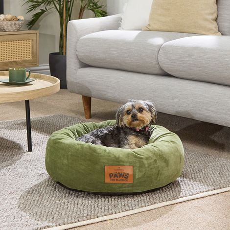 Paws for Slumber Donut Pet Bed, Green, Small, 55cm Diameter