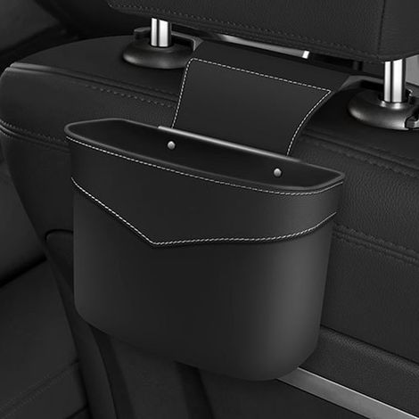 Papelera multifuncional negra para coche y bolsa de almacenamiento colgante. (1/4)