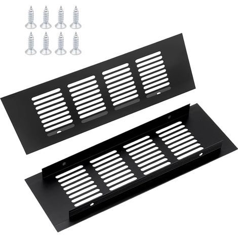 2 Pcs Air Vent Grille 200mm x 80mm Aluminium Recessed Ventilation Grille for Shoe Cabinet, Kitchen, Furniture Grills (1/5)
