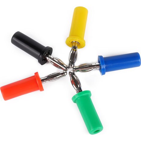 5er-Set U30 4mm Bananenstecker Rot Schwarz Gelb Grün Blau für elektrische Prüfungen (1/5)