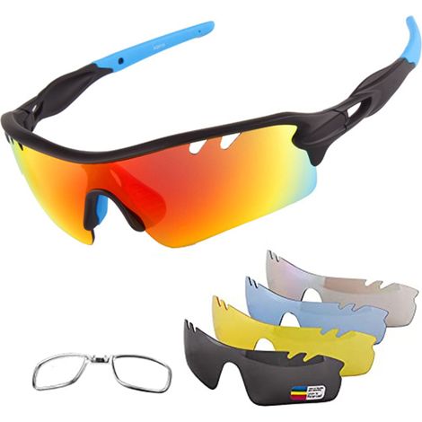 Lunettes de cyclisme, lunettes de sport, lunettes de cyclisme polarisées pour hommes, 4 pièces de protection de verres remplaçables pour le cyclisme et l'escalade (1/5)
