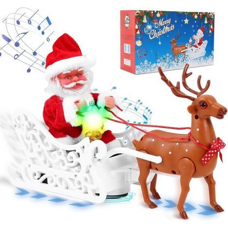 Jouet Musical - KCVV - Père Noël Électrique - Traîneau avec Rennes - Chante Jingle Bell - Décoration de Noël-Ywey (1/5)