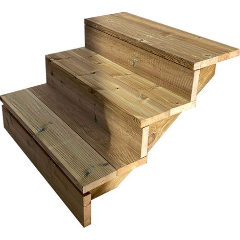 Gartentreppe Holz H54cm 3 Stufen, Breite 80cm, MIT Setzstufen
