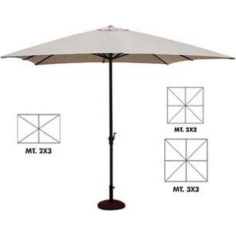 Ombrellone In Metallo Con Manovella - cm.200x300 palo ø mm.38 a 6 stecche col. beige