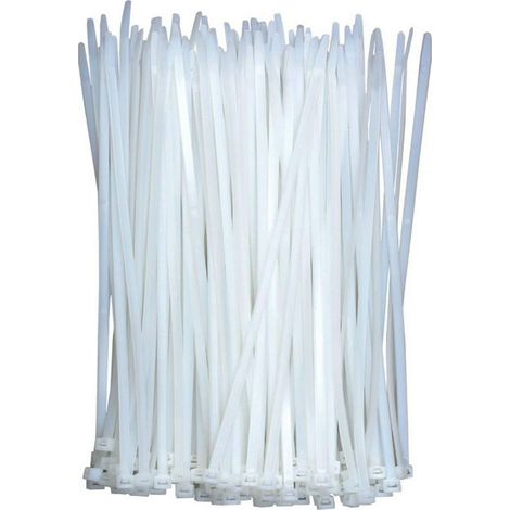 Lot de 100 serre-câbles blancs transparents - En plastique - Longs et résistants à la traction de 18 kg - Auto-bloquants - Pour bureau, maison et extérieur - 300 mm x 4 mm