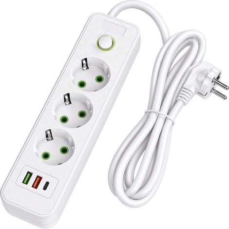 Toolight Power Strip Extension Cord 3 Outlets + 2x Usb-a + Usb-c Jnh020-3a White (1/5)