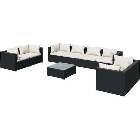 Maison Exclusive - 9-tlg. Garten-Lounge-Set mit Kissen Poly Ratta (1/5)