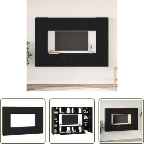 vidaXL Meuble salon - Ensemble meuble TV Montage mural Chêne noir Bois d'ingénierie (1/5)