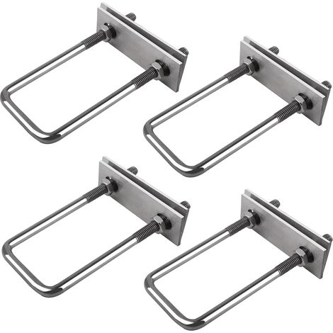 Lot de 4 Boulons en U Carrés M8 - Bride de Fixation pour Coffre de Toit, Remorque et Plancher Marine (1/4)