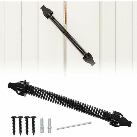 Ferme-ressort de portail de 35,6 cm, fermeture automatique de porte réglable en métal, ressort de fermeture noir pour barrière de porte en bois et vinyle (360 mm) (1/4)