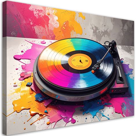 Tableaux, Disque vinyle coloré musique,30x20 (1/4)