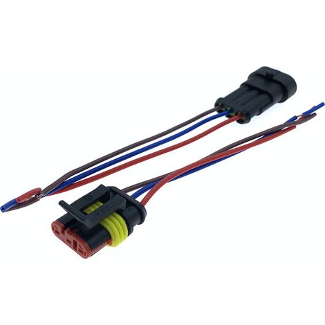 Wasserdichter 3-poliger Kfz-Steckverbinder, Autostecker, wasserdichter Stecker und Buchse, 1,5 mm 3-poliger Drahtsteckermantel. (1/4)