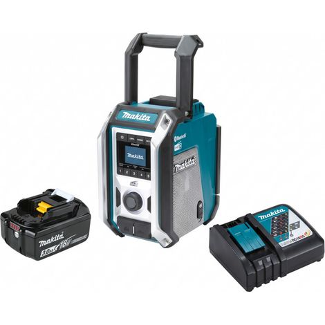 Radio da cantiere 12-18V Li-Ion DAB/DAB+ con 1 batteria 3,0 Ah (BL1830B) e caricabatterie  - MAKITA DMR115+BL1830B+DC18RC