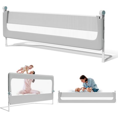Wolketon 200cm Kinder Bettschutzgitter Bettgitter Kinderbettgitter Babybettgitter Klappbar Höhenverstellbar Rausfallschutz für Familienbett und Kinderbett