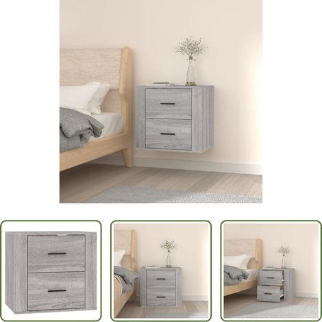 vidaXL Table de chevet flottante - Table de chevet murale Sonoma gris 50x36x47 cm (1/5)
