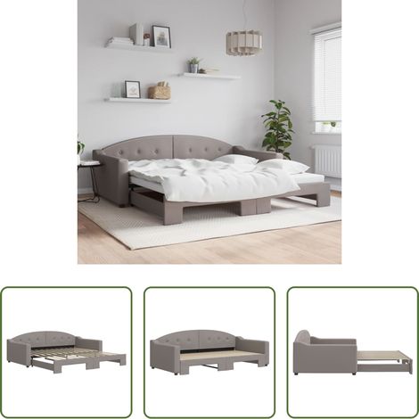 Canapé-lit - Lit de jour avec lit gigogne taupe 100x200 cm tissu (1/5)