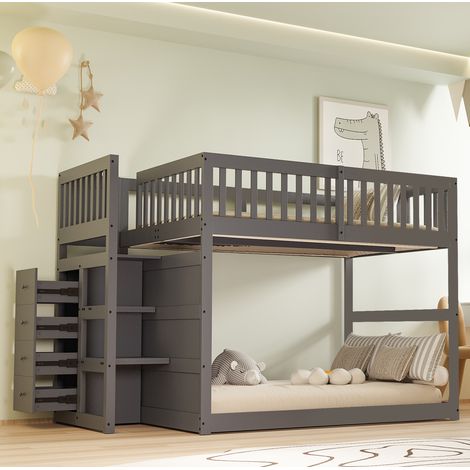 letto contenitore 140x200 scala cassetti sicuro grigio HAVRYA (1/5)