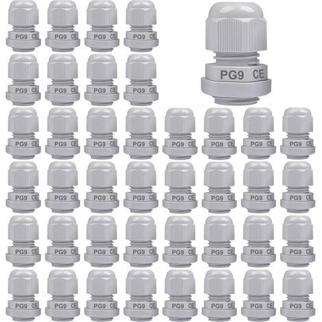 40 PG9-Kabelverschraubungen, IP68-Kabelverbinder, weißer PP-Kunststoff, 4–8 mm, wasserdicht für Haus, Garten und Beleuchtung (1/5)