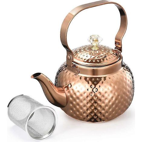 Théière avec infuseur 1,2 L, bouilloire avec filtre amovible, bronze (1/5)