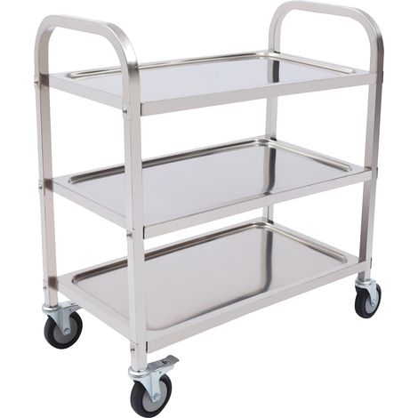 Chariot de service, acier inoxydable, 3 niveaux, 75cm (1/2)