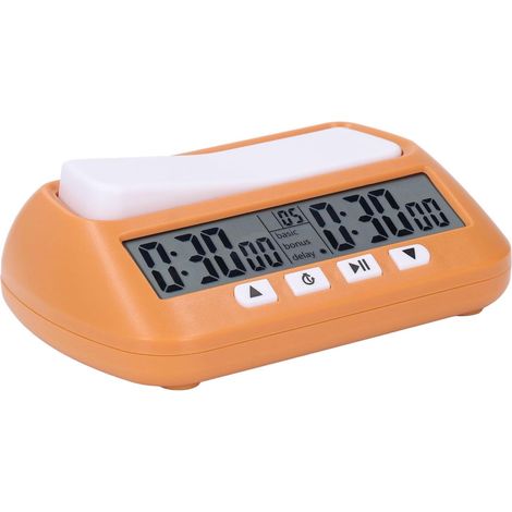 Horloge D'échecs Professionnelle avec Fonctions Bonus, Retard, Byoyomi, Comptage et Comptage de Mouvements, Horloge D'échecs Numérique, Paramètres Personnalisables, Conception Portable, (Jaune) (1/5)