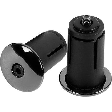 Tappi terminali per manubrio da bicicletta in alluminio, monoblocco, regolabili per manubri da 17,5-23 mm, colore nero, stile Mountain City. (1/5)