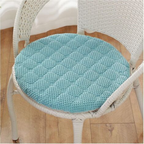 Coussin pour Chaises de Cuisine Ronds, Galette de Chaise Déhoussable et Lavable, Coussin pour Chaise Salle à Manger 43x40cm, Confortable Coussins de Siège avec Sangles de R(Size:40cm,Color:Bleu clair) (1/5)