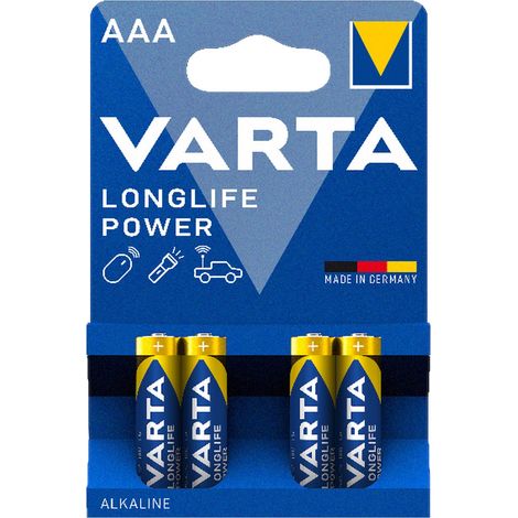 Varta LL power AAA Batterie Alcaline Sticks LR03 - torcia a LED con pad, 4 pezzi (1/3)
