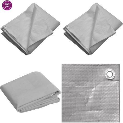 Bâche 260 g/m² 4x8 m Gris PEHD - Bâche Imperméable - Bâche De Protection - Bâche Polyester - Bâche Grise - Bâche 4x8 Mètres - Home & Living (1/5)