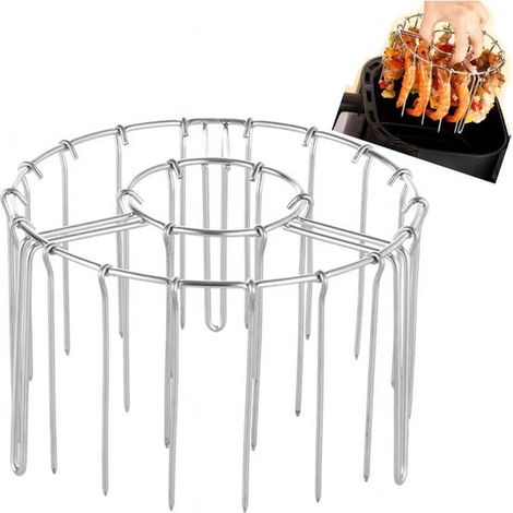 Grille à kebab pour friteuse à air chaud, revêtement antiadhésif, kit à kebab avec circulation d'air chaud, grille pour friteuse à air chaud avec suspension ronde, multifonctionnelle (1/5)
