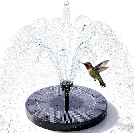 Fontaine flottante d'extérieur à énergie solaire de 2,5 W, pompe solaire et 6 buses, idéale pour un bain d'oiseaux, un aquarium, un jardin ou une fontaine. (1/4)