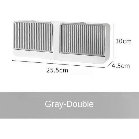 Porte-savon mural de rangement pour salle de bain avec double compartiment d'égouttage et fonction de filtration de l'eau. Accessoires inclus.
