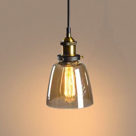 royaluxe- Suspension Luminaire D'Intérieur Industriel Lustre Rétro E27 Plafonnier En Verre Noir Pour Chambre Cuisine Salon Restaurant (1/5)