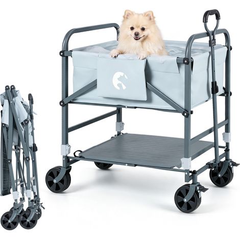 Baignoire Surélevée pour Chien de Compagnie Baignoire de Douche Pliable, Réglable en Hauteur, 4 Roues, Poignée, Poche Latérale, Tuyau d'Évacuation (1/5)