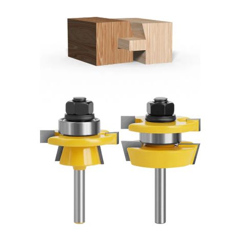 Ensemble de toupie à tenon et mortaise à tige de 8 mm, toupie à bois en T à 3 dents, outils de menuiserie (1/4)