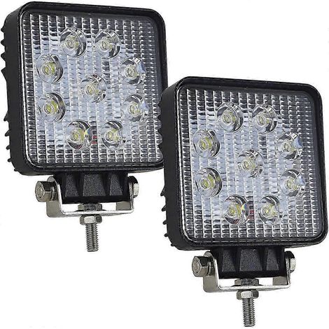 Lot de 2 barres lumineuses LED carrées de 3 pouces et 27 W pour travaux, faisceau large, idéales pour les camions tout-terrain, SUV et 4x4 (phares antibrouillard). (1/4)