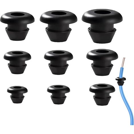 Passe Fil Caoutchouc Assortiment, Oint Caoutchouc pour Fils de Câble, Passe-Câble, Convient pour la Protection des Fils et des Câbles, Disponible en 9 Tailles(3/4/5/6/7/8/10/12/14MM) (1/5)