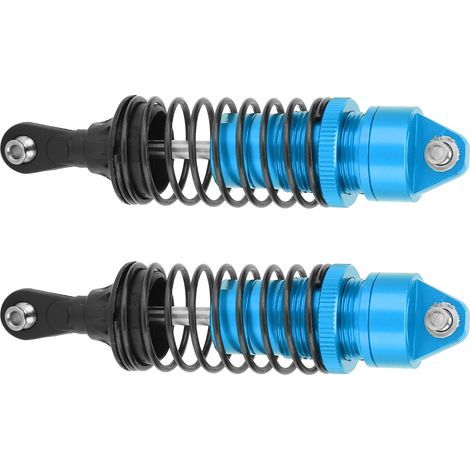 2 Pièces Amortisseurs Métalliques Bleus 100mm pour TRAXXAS SLASH 2WD, Amortisseurs Améliorés pour Voiture RC