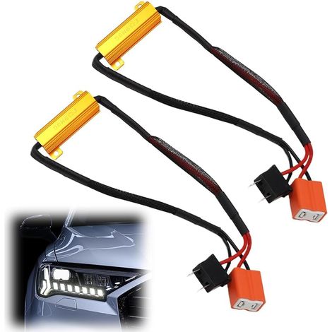 50W 8 Ohm LED-Lastwiderstände für H7 LED-Autoscheinwerfer, Anti-Flicker-Decoder, kein Verdrahtungsfehler, wasserdicht, einfache Installation (Plug-and-Play). (1/5)