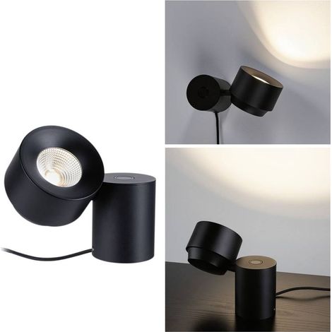 Paulmann 79776 Lampada LED da tavolo Puric Pane 3-step-dim incl. 1x3 W dimmerabile luce da tavolo nero metallo, plastica 2700 K