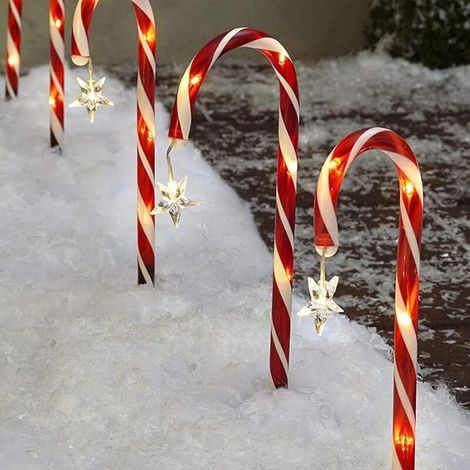 Weihnachtslichterkette in Zuckerstangenform, 8er-Set für den Außenbereich, Solar-Gartenleuchten, LED-Gartenleuchten in Zuckerstangenform, Wegmarkierungsleuchten (1/4)