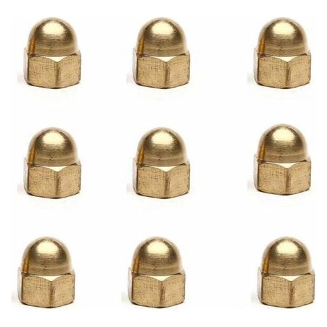 Hex Nut Cap - 20pcs M4 Brass Dome Nuts HEXAGON Decorative Cap for Brass Bolts Screws (1/4)