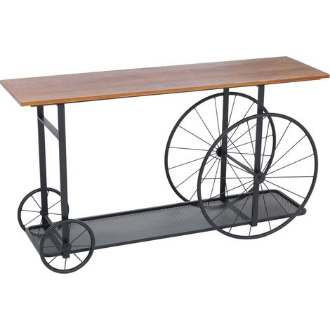 [NEUWERTIG] Konsolentisch HHG-983, Telefontisch Tisch, Reifen Industrial Retro Holz 81x150x40cm braun Metall schwarz (1/5)