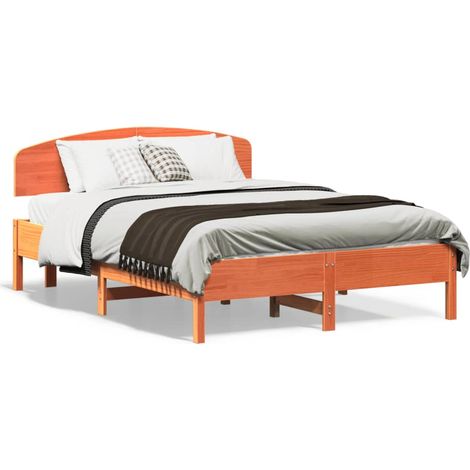 Maison Exclusive - Cadre de lit sans matelas cire marron 140x190cm bois pin massif