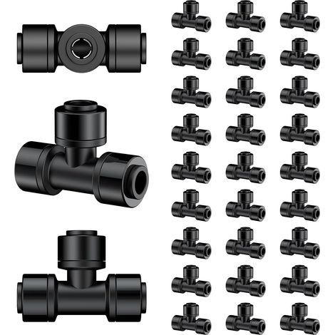 Connecteur En T - Lot De 30 - Plastique - Raccord Rapide 6 Mm - Irrigation Goutte À Goutte Jardin (1/5)