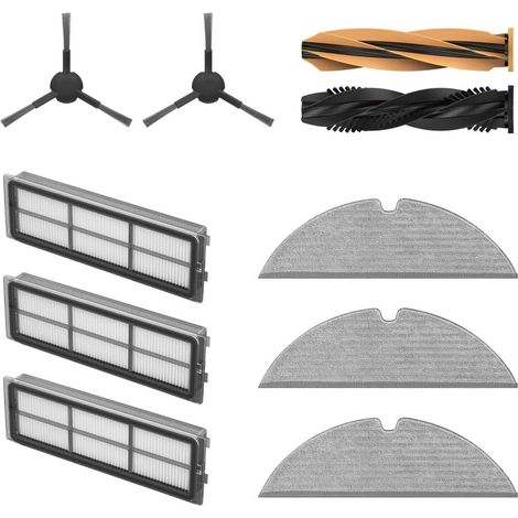 Kit d’Accessoires de Rechange pour Robot Aspirateur Laveur D20, Comprend x1 HyperStream DuoBrush, x2 Brosses Latérales, x3 Filtres Antipoussière, x3 Lingettes Mop