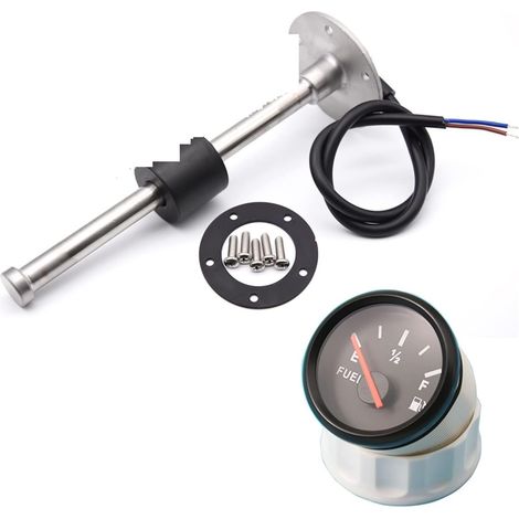 Unité d'envoi de carburant marin Jauge de carburant à rétroéclairage rouge 52MM avec capteur de niveau de carburant 125MM 175MM 225MM 275MM 0-190ohm Indicateur de niveau de réservoir d'huile for batea (1/5)