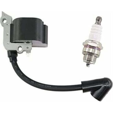 Bobine d'Allumage avec Bougie d'Allumage pour Tondeuses Stihl FS38, FS46, FS45, FS55, FC55, FC55Z, FC55-DZ, HL45, HL45Z, HL45-DZ, HS45, HS45Z, KM55, KM55RZ, KM55C, KM55R, Remplace le Numéro 4140 400 1 (1/5)