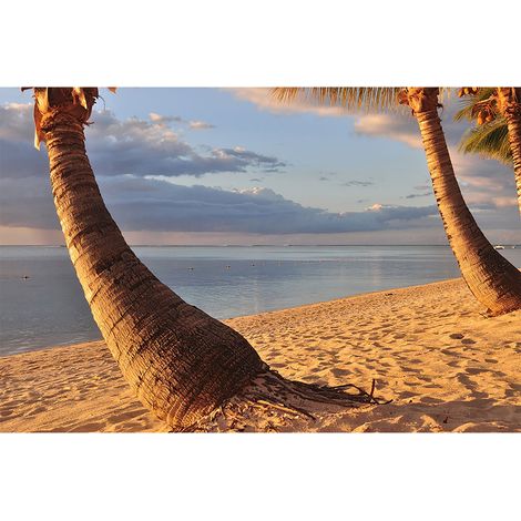 Papier peint panoramique plage pour salon Tapisserie panoramique océan idéale pour chambre Papier peint panoramique coucher de soleil élégant (1/2)
